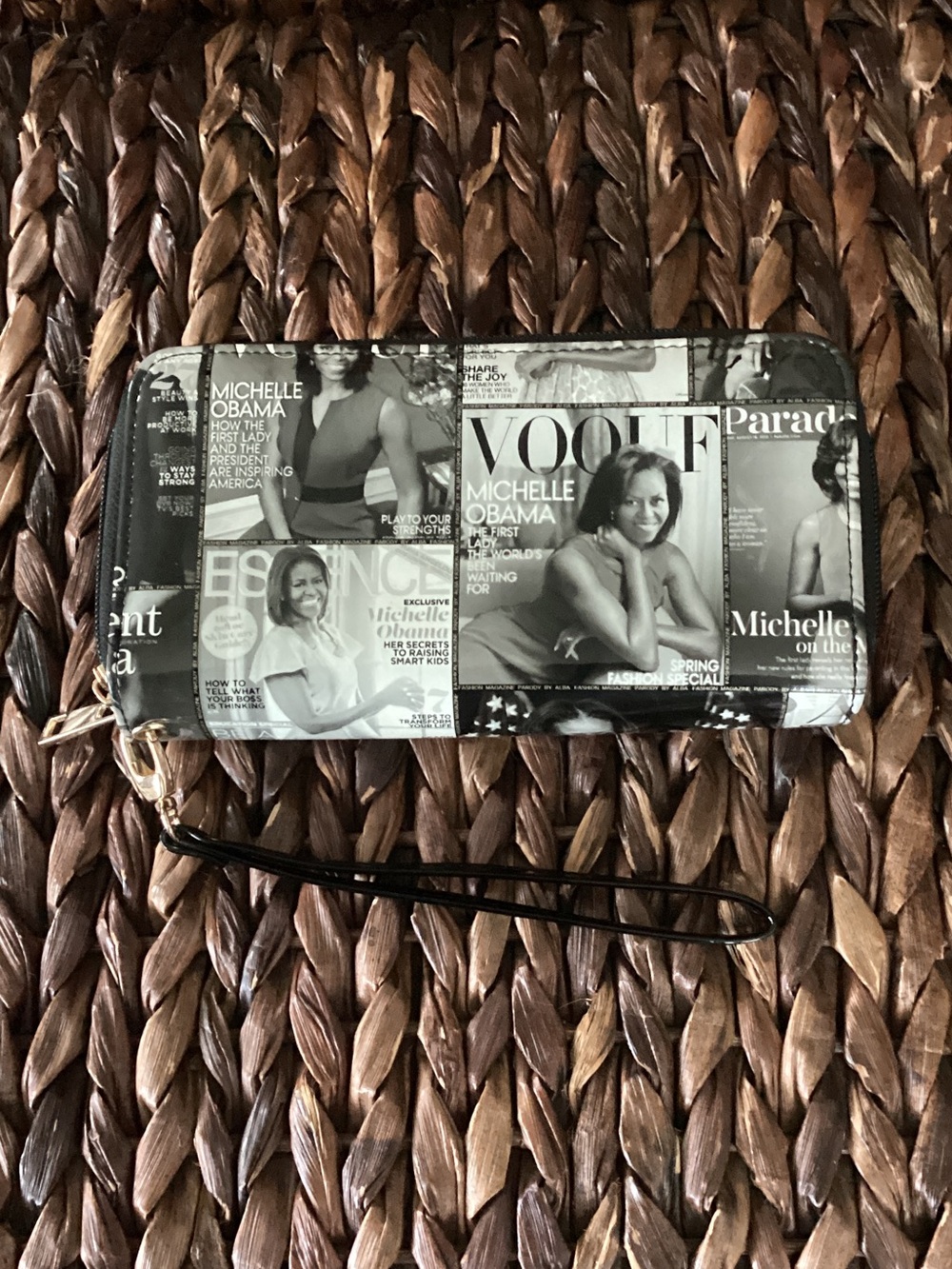 Black & White Photo Collage Wristlet Clutch